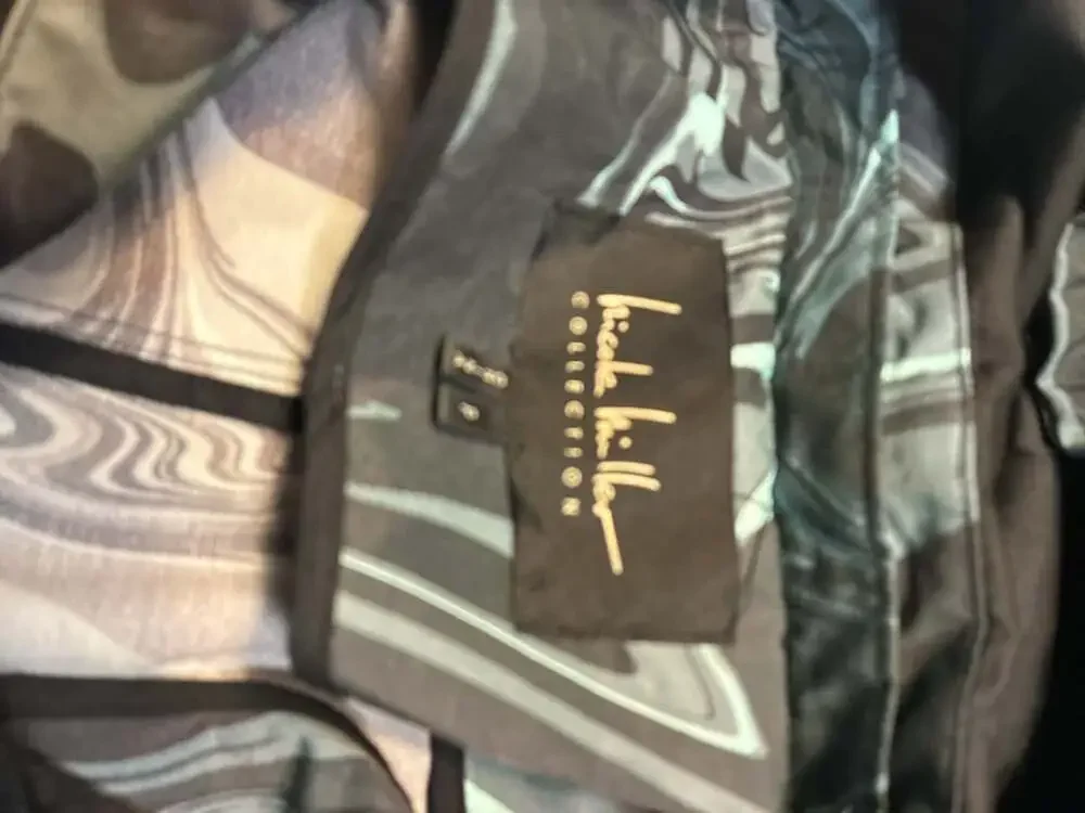 Nicole Miller Collection Hooded Rain Jacket Abstract Marble Print Size P